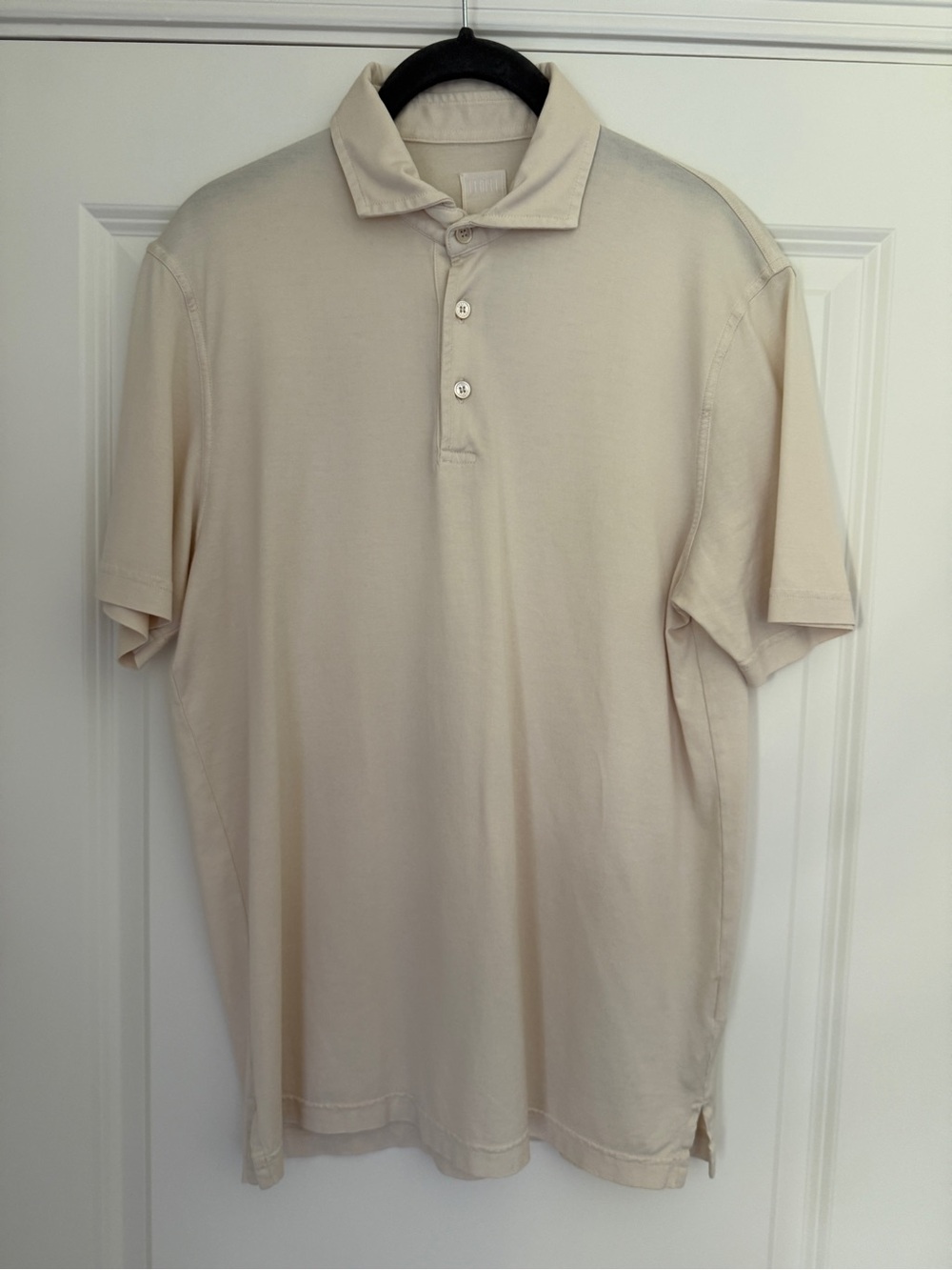 Men's Fedeli Short-Sleeve Polo in Cream, Size Small